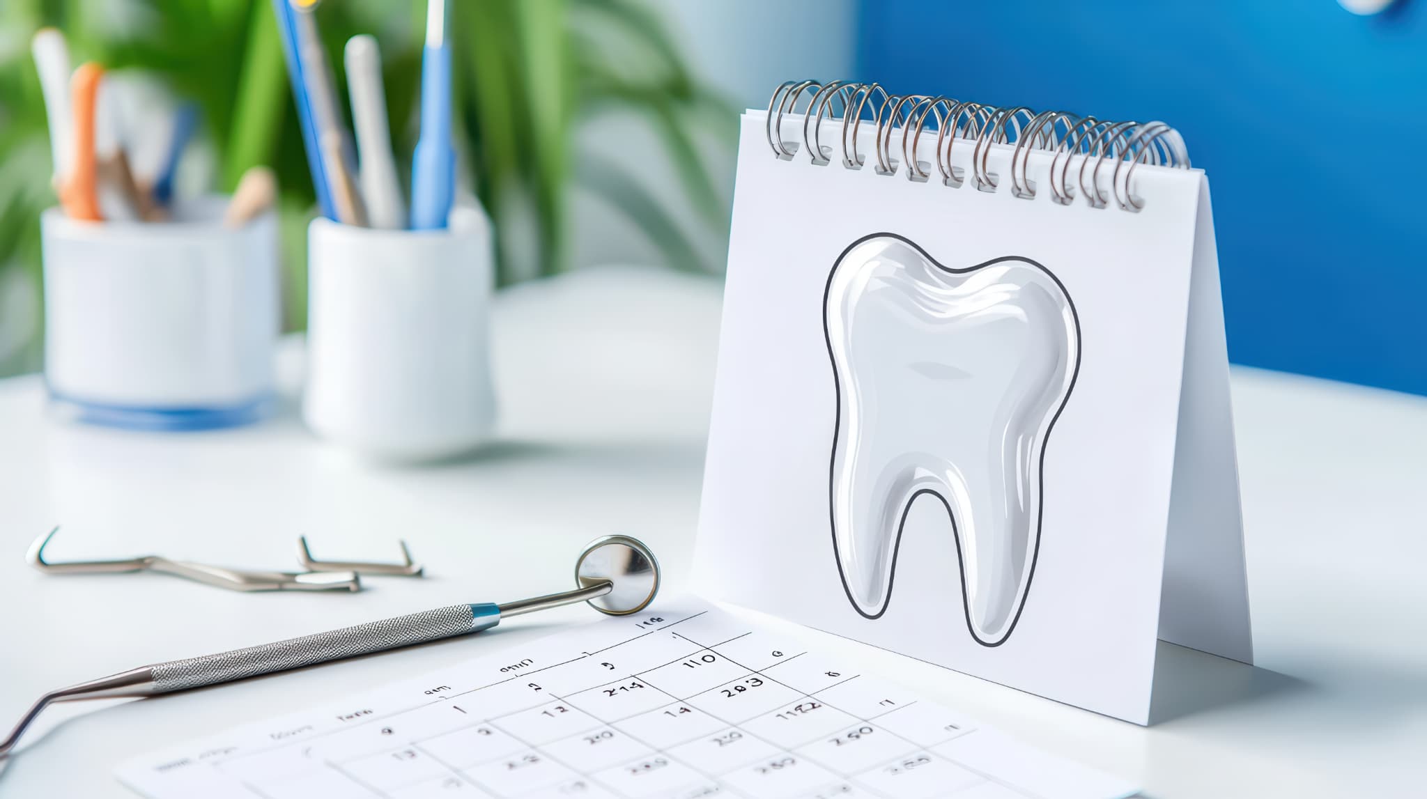 歯の定期検診を受ける頻度を示すカレンダー