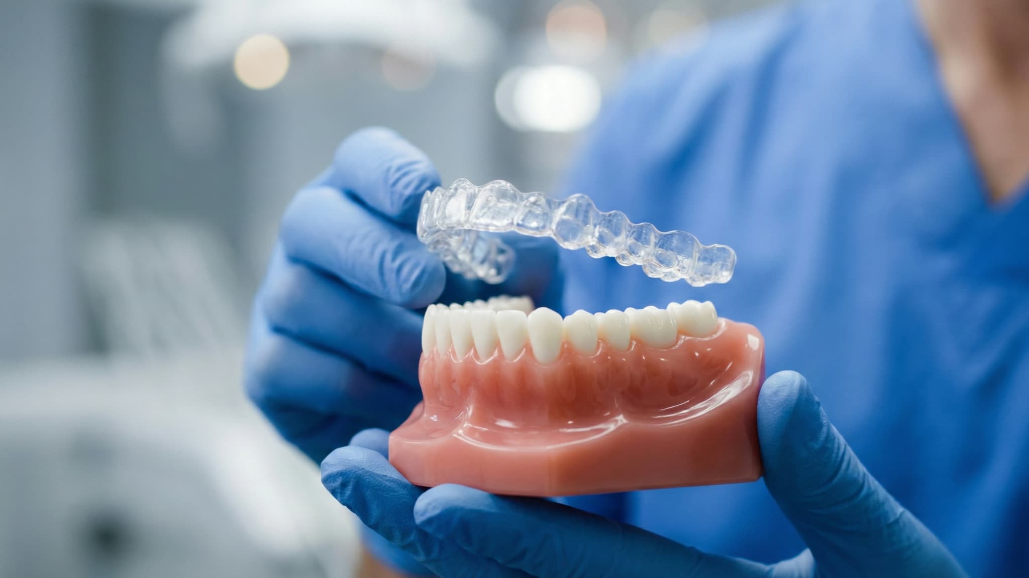 スマーティーの説明をする歯科医師の手元