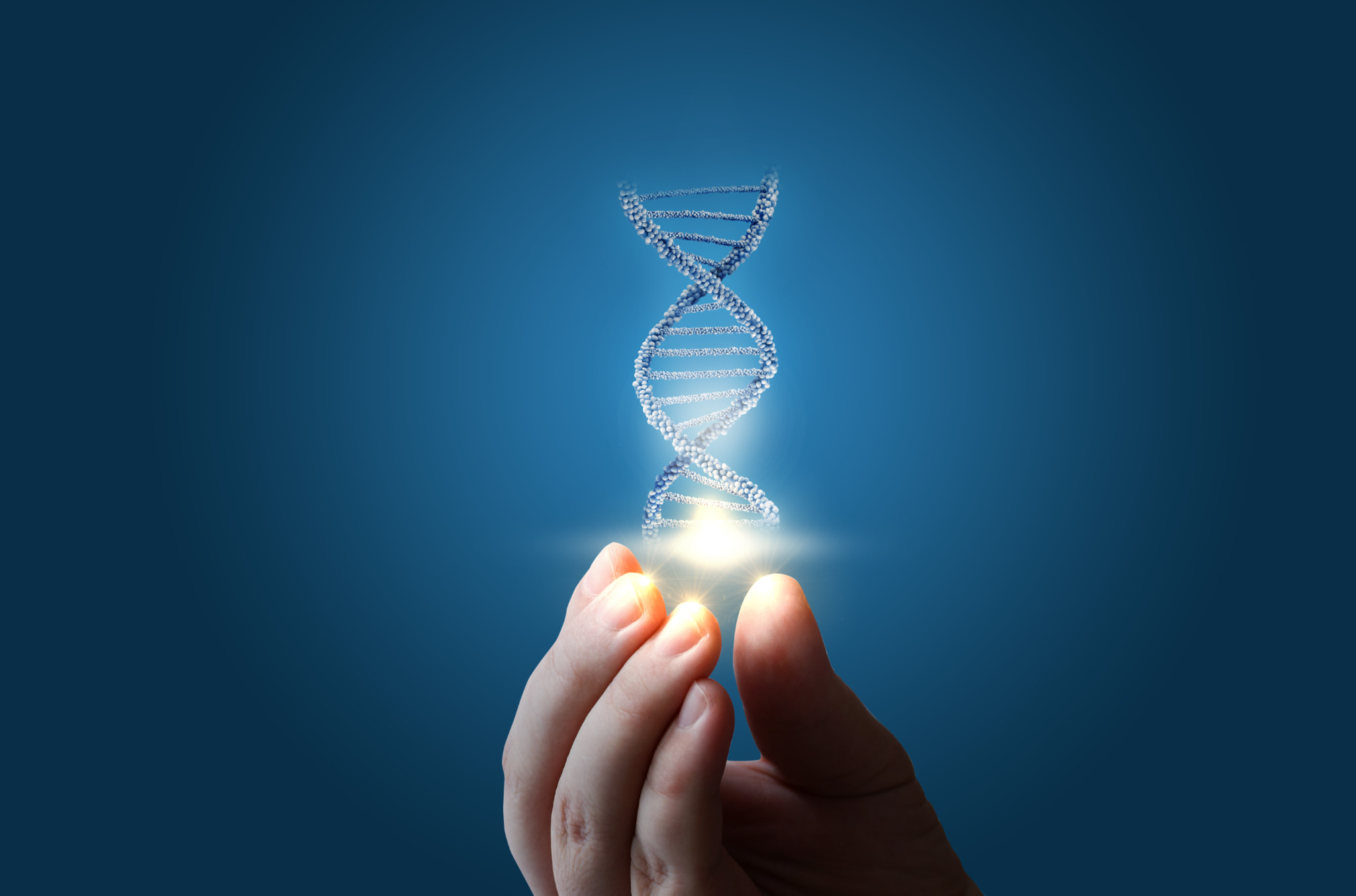 CGの遺伝子を持った手のイメージ
