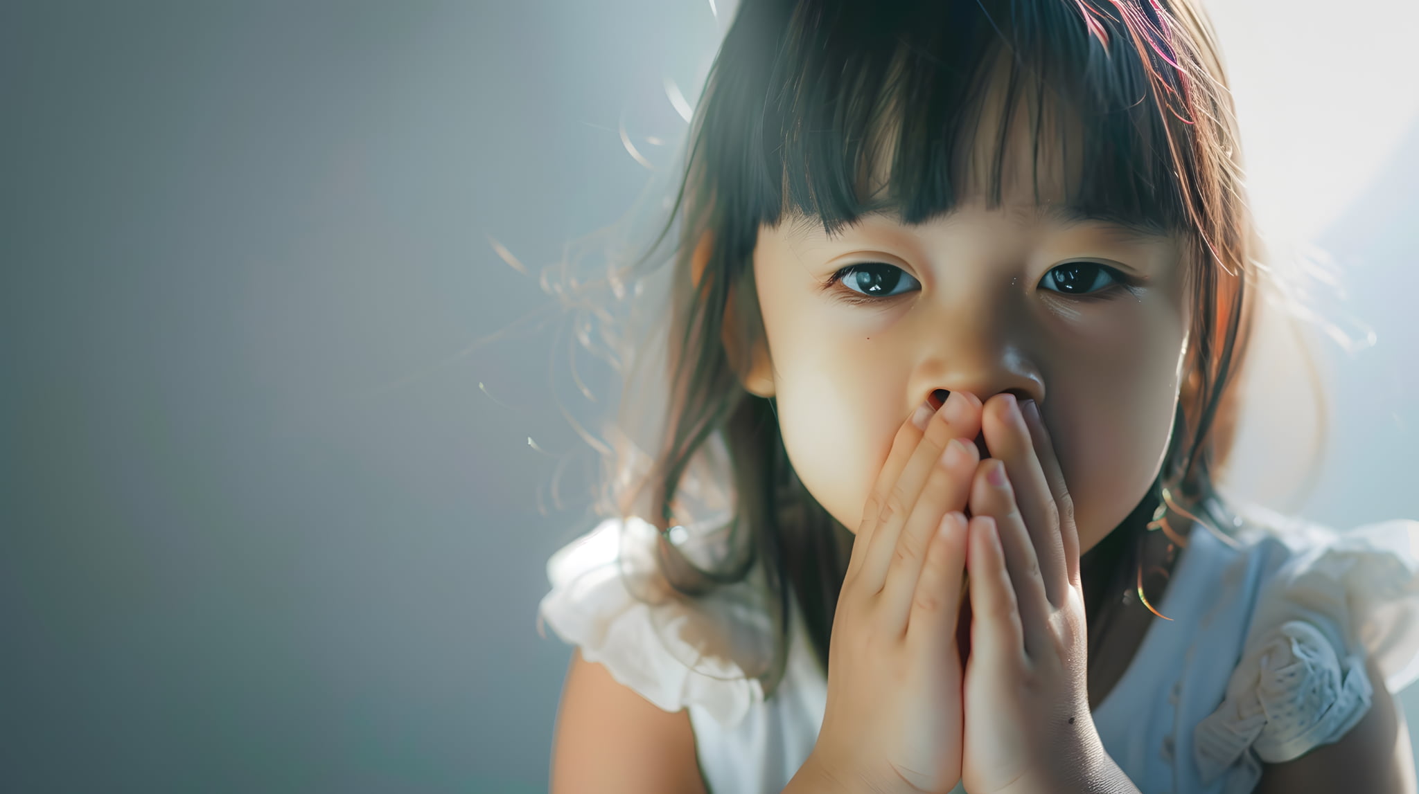 歯並びの悪さがコンプレックスの子どもが口元を手で隠しているイメージ